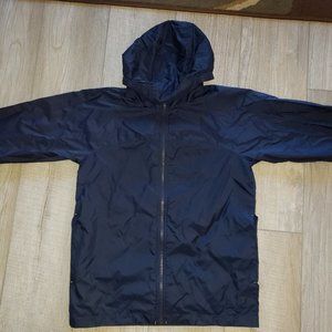Boys sz 10-12 Lands' End Rain Jacket with Hood Navy Blue
